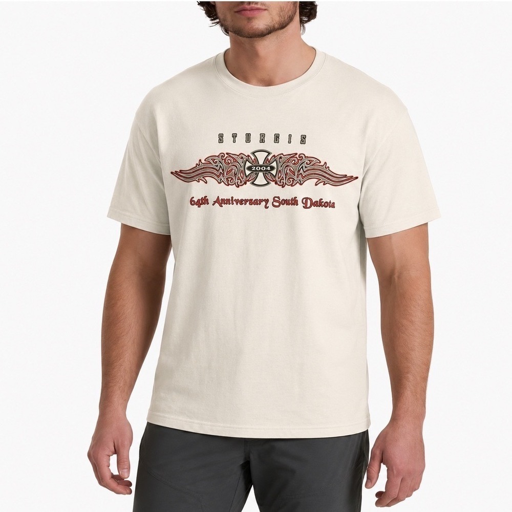 2004 White Sturgis 64th Anniversary South Dakota T-Shirt Top